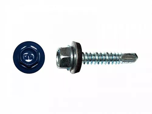 Саморезы кровельные RAL по металлу, цинк RAL5010, синий 5,5х25