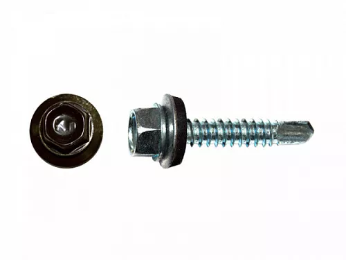 Саморезы кровельные RAL по металлу, цинк RAL8019, серо-коричневый 5,5х19
