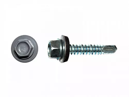 Саморезы кровельные RAL по металлу, цинк RAL7024, серый графит 5,5х19