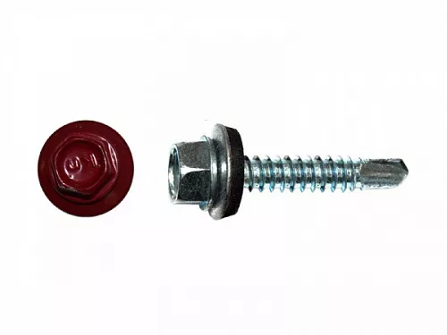 Саморезы кровельные RAL по металлу, цинк RAL2001, красно-оранжевый 5,5х25