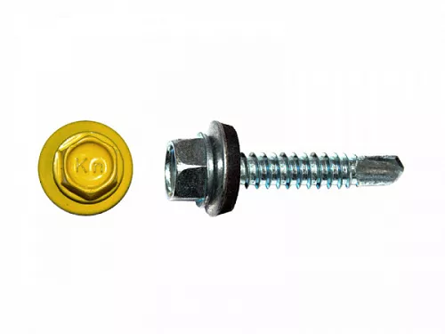 Саморезы кровельные RAL по металлу, цинк RAL1018, желтый 5,5х19