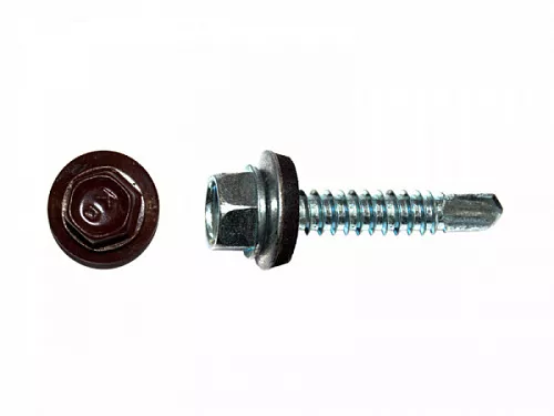 Саморезы кровельные RAL по металлу, цинк RAL8004, коричневый 5,5х19