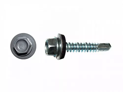 Саморезы кровельные RAL по металлу, цинк RAL7004, серый 5,5х25
