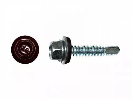 Саморезы кровельные RAL по металлу, цинк RAL3005, красное вино 5,5х25