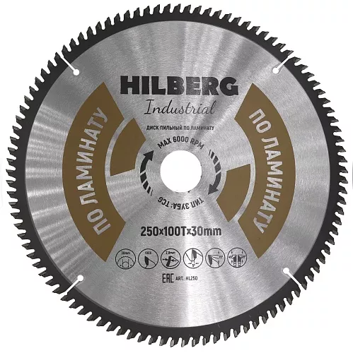 Диск пильный Hilberg Industrial Ламинат 250*30*100Т