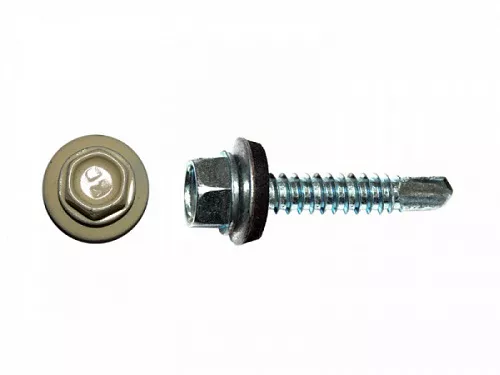 Саморезы кровельные RAL по металлу, цинк RAL1014, слоновая кость 5,5х19