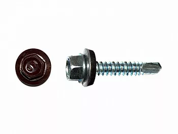 Саморезы кровельные RAL по металлу, цинк RAL8004, коричневый 5,5х25