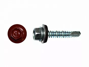 Саморезы кровельные RAL по металлу, цинк RAL3011, красно-коричневый 5,5х25