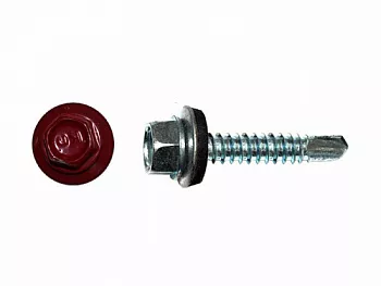 Саморезы кровельные RAL по металлу, цинк RAL2001, красно-оранжевый 5,5х25
