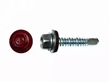 Саморезы кровельные RAL по металлу, цинк RAL3003, красный рубин 5,5х25