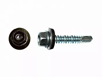 Саморезы кровельные RAL по металлу, цинк RAL8019, серо-коричневый 5,5х25