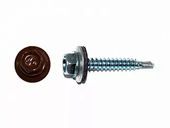 Саморезы кровельные по дереву, цинк RAL3009, оксидно-красный 4,8х51