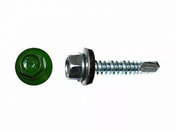 Саморезы кровельные RAL по металлу, цинк RAL6002, зелёный 5,5х25