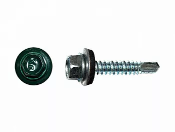 Саморезы кровельные RAL по металлу, цинк RAL6005, тёмно-зелёный 5,5х25